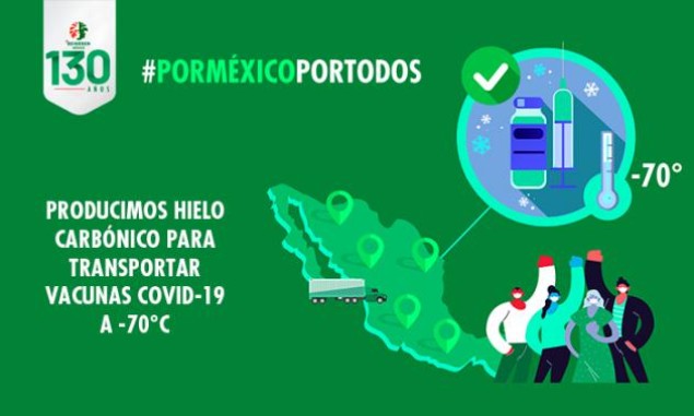 Producimos hielo carbónico para transportar vacunas COVID-19 a -70°C